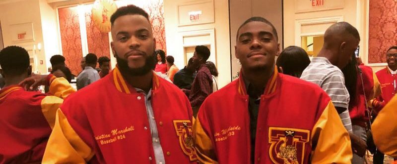 Christian Marshall (left) and Elgin Woodside are baseball teammates at Tuskegee University. Marshall and Woodside participated in the 2018 SiriusXM All-Star Futures Game. (Christian Marshall)